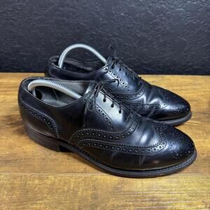 Hanover Wingtip Oxford Dress Shoes Mens Size 8 EE Black Leather Brogue‎ USA